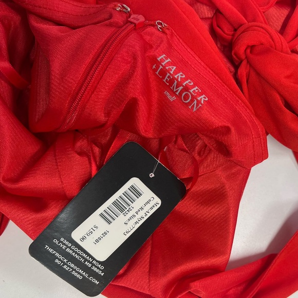 Harper + Lemon Red Even Gown New With Tags V-Neck Open Back Formal Dress - Picture 4 of 10